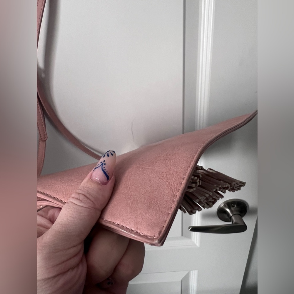 JustFab |  Rose Pink Crossbody Bag With Tassels - Picture 5 of 6